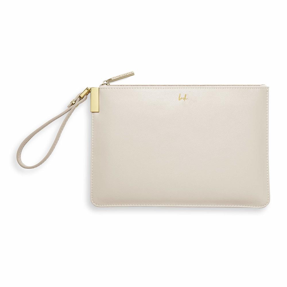 Bride Vegan Leather Secret Message Pouch Clutch Metallic White :|